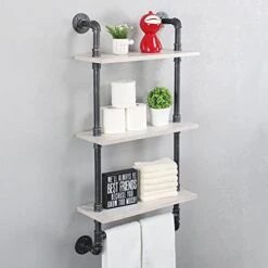 Industrial Pipe Shelf Bathroom Shelves Wall Mounted,19.6in Rustic Wood Shelf With Towel Bar,2 Tier Farmhouse Towel Rack Over Toilet,Pipe Shelving Floating Shelves Towel Holder,Retro Grey 24 Industrial Pipe Shelf Bathroom Shelves Wall Mounted,19.6in Rustic Wood Shelf With Towel Bar,2 Tier Farmhouse Towel Rack Over Toilet,Pipe Shelving Floating Shelves Towel Holder,Retro Grey -Moen Shop 41GxEXPRnS. AC