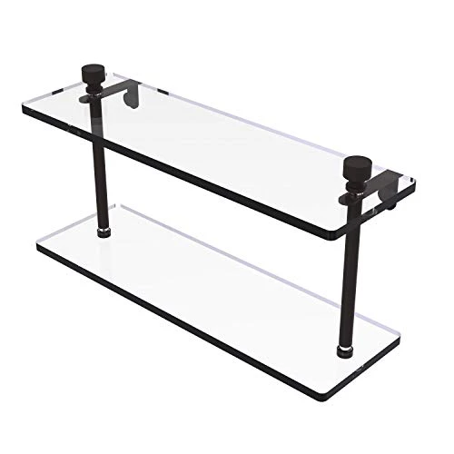 Allied Brass FT-2/16 Foxtrot Collection 16 Inch Two Tiered Glass Shelf, Oil Rubbed Bronze 3 Allied Brass FT-2/16 Foxtrot Collection 16 Inch Two Tiered Glass Shelf, Oil Rubbed Bronze
