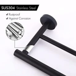 KES 23.6-Inch Double Towel Bar Bathroom Shower Dual Towel Holder Hanger SUS 304 Stainless Steel Wall Mounted Matt Black, A2001S60-BK -Moen Shop 41HY3CTHmqL
