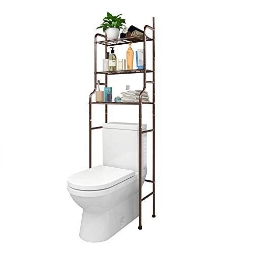 HAHRIR 3-Shelf Bathroom Organizer Over The Toilet Space Saver Over The Toilet Rack Bathroom Corner Stand Storage Organizer, Brown 4 HAHRIR 3-Shelf Bathroom Organizer Over The Toilet Space Saver Over The Toilet Rack Bathroom Corner Stand Storage Organizer, Brown - Image 3