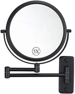 DECLUTTR Wall Mounted Makeup Mirror With 5X Magnification, 8 Inch Double Sided Vanity Magnifying Mirror For Bathroom, Black -Moen Shop 41I0qj6rblL. AC
