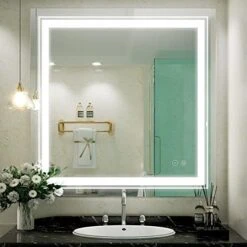 JSneijder 28x36 Led Bathroom Mirror,led Mirror With Lights,Dimmable Anti-Fog Mirror -Moen Shop 41IAD1e7wnL. AC