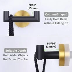 Angle Simple Double Towel Hook Black & Gold, Stainless Steel Bathroom Towel Holder, Hand Towel Hanger For Wall -Moen Shop 41IBg6v8zzL
