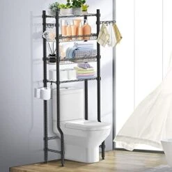 Bathroom Over The Toilet Storage Shelf - Over Toilet Bathroom Organizer Rack With 4 Tier Bathroom Space Saver Toilet Stand Shelves Bathroom Stand Above Toilet Bathroom Rack Organizer Over Toilet,Gray -Moen Shop 41ICNaZOKeL. AC