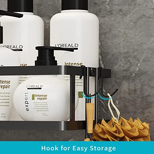 Over The Toilet Storage, Bathroom Organizer Shelves,Multifunctional Toilet Rack, No Drilling Space Saver With Wall Mounting Design,with Hook & Adhesive Base, Black 5 Over The Toilet Storage, Bathroom Organizer Shelves,Multifunctional Toilet Rack, No Drilling Space Saver With Wall Mounting Design,with Hook & Adhesive Base, Black - Image 3