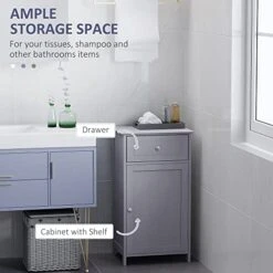 Kleankin Bathroom Cabinet With Drawer And Shelf, Toilet Vanity Cabinet For Toilet Paper, Towels Or Shampoo, Grey 9 Kleankin Bathroom Cabinet With Drawer And Shelf, Toilet Vanity Cabinet For Toilet Paper, Towels Or Shampoo, Grey -Moen Shop 41ImLBiLEPL