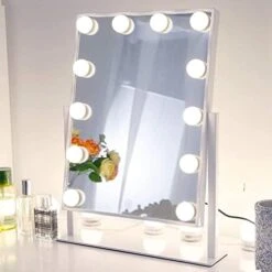 QYzblbang LED Vanity Mirror With Lights Hollywood Light Up Makeup Mirror For Desk, Lighted Smart Mirror With Touch Lights,3Color Dimmable Personal Makeup Mirror With 12 Bulbs For Bedroom 360°Rotation -Moen Shop 41IpN0Z9zyL. AC