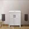 YOURLITE 24 Inches Bathroom Vanity, Modern Stand Pedestal Cabinet, Wood White Fixture, Without Mirror -Moen Shop 41J8fvmoURL