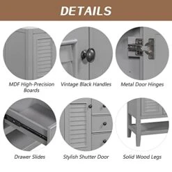 Merax 36" Bathroom Vanity With Ceramic Basin, Two Cabinets And Drawers, Open Shelf, Solid Wood Frame, Gray -Moen Shop 41K2RALwiaL