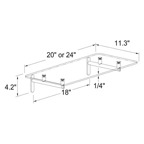 Ginger 0240-20/SN Sine 20" Tempered Glass Hotel Shelf Rack, Satin Nickel 4 Ginger 0240-20/SN Sine 20" Tempered Glass Hotel Shelf Rack, Satin Nickel - Image 2