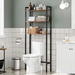 HOOBRO Over The Toilet Storage, 3-Tier Industrial Over Toilet Bathroom Organizer, Bathroom Shelves Over Toilet With Adjustable Feet, Easy To Assembly, Rustic Brown BF41TS01 -Moen Shop 41Kd2U7hB1L