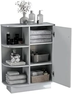 ELESS HOME Bathroom Storage Cabinet, Bathroom Floor Cabinet, Bathroom Cabinets Freestanding With 1 Door And 3 Open Shelves For Living Room Bathroom Home Office -Moen Shop 41KkByyemYL. AC