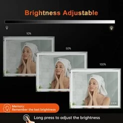 BesMirror 40’’x24’’ Bathroom Mirror With Lights, Anti-Fog Wall Mounted LED Vanity Mirror With 3 Color, Shatter-Proof, Stepless Dimmable, Frameless, Smart Touch Button, Horizontal/Vertical -Moen Shop 41KkIBI3J6L