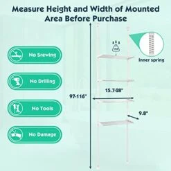Over The Toilet Storage Organizer,4 Tire Stainless Steel Tension Pole Adjustable Bathroom Shelves Over Toilet Cabinet Storage,Space Saving Bathroom Organizer Above Toilet Rack 97 To116” White -Moen Shop 41KpoAdTqHL