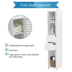 GOTOTOP Bathroom Storage Corner Floor Cabinet Wood Corner Cabinet Bathroom Fashionable Storage Shelf Rack Room Organizer With 3 Compartment Storage Units And 2 Drawers,White -Moen Shop 41L1oEx4FKS