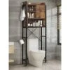 Iwell Over The Toilet Storage Cabinet, Tall Over Toilet Bathroom Organizer With Adjustable Shelf & Paper Hooks, Freestanding Bathroom Space Saver, 66.9''H, Rustic Brown -Moen Shop 41L7WS8qKcL