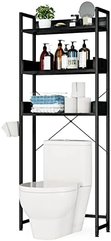 OTK Over The Toilet Storage, 3 Tier Bathroom Organizer Shelf, Freestanding Space Saver With Toilet Paper Holder, Multifunctional Over The Toilet Rack, Black 8 OTK Over The Toilet Storage, 3 Tier Bathroom Organizer Shelf, Freestanding Space Saver With Toilet Paper Holder, Multifunctional Over The Toilet Rack, Black - Image 6