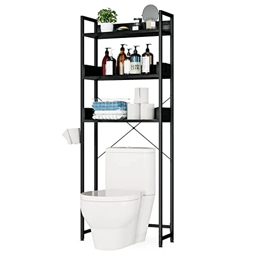 OTK Over The Toilet Storage, 3 Tier Bathroom Organizer Shelf, Freestanding Space Saver With Toilet Paper Holder, Multifunctional Over The Toilet Rack, Black 3 OTK Over The Toilet Storage, 3 Tier Bathroom Organizer Shelf, Freestanding Space Saver With Toilet Paper Holder, Multifunctional Over The Toilet Rack, Black