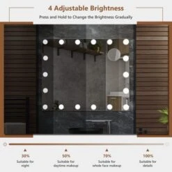 Tangkula 20.5" X 25.5" Hollywood Mirror With Lights, Vanity Mirror W/ 18 Dimmable Bulbs, 3 Color Lighting Modes & 4 Adjustable Brightness, Tabletop & Wall Mounted 10 Tangkula 20.5" X 25.5" Hollywood Mirror With Lights, Vanity Mirror W/ 18 Dimmable Bulbs, 3 Color Lighting Modes & 4 Adjustable Brightness, Tabletop & Wall Mounted -Moen Shop 41LgE9VcR1L