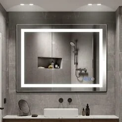 FITLAND 40"x 24" LED Bathroom Mirror Vanity Mirror, Anti-Fog, Dimmable, Color Temperature Adjustable 3000-6000K, Switch-held Memory Led Wall Mirror Suitable For Bathroom, Vanity (Vertical/Horizontal) -Moen Shop 41LqJ7zj2KL. AC