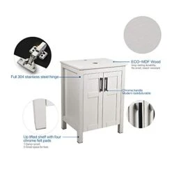 YOURLITE 24 Inches Bathroom Vanity, Modern Stand Pedestal Cabinet, Wood White Fixture, Without Mirror -Moen Shop 41LwPIVvdrL