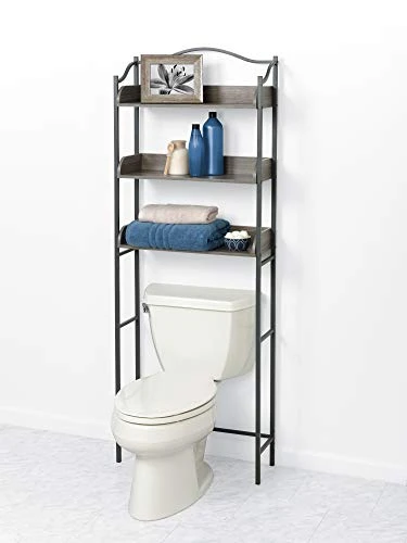Zenna Home 3-Tier Over-The-Toilet Bathroom, Driftwood Gray/Pewter Spacesavers 4 Zenna Home 3-Tier Over-The-Toilet Bathroom, Driftwood Gray/Pewter Spacesavers - Image 2