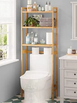 AMBIRD Over The Toilet Storage, 3-Tier Bathroom Organizer Over Toilet With Sturdy Bamboo Shelves,Multifunctional Toilet Shelf,Easy To Assemble And Saver Space, 25 * 10 * 64 Inches (Original Color) -Moen Shop 41Mz7vpjIkL. AC