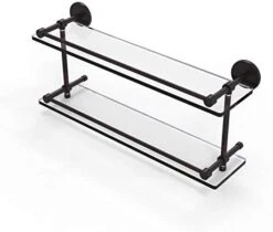 Allied Brass P1000-2/22-GAL-BKM 22 Inch Tempered Double Gallery Rail Glass Shelf, Matte Black -Moen Shop 41NFyxHZ HL. AC