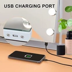 AIKVSXER Large Vanity Mirror With Lights, Hollywood Vanity Mirror, Hollywood Mirror With Lights, 15 Dimmable LED 3 Colors, USB Charging Port, Sturdy Metal Frame Design -Moen Shop 41NWlwxPvlS