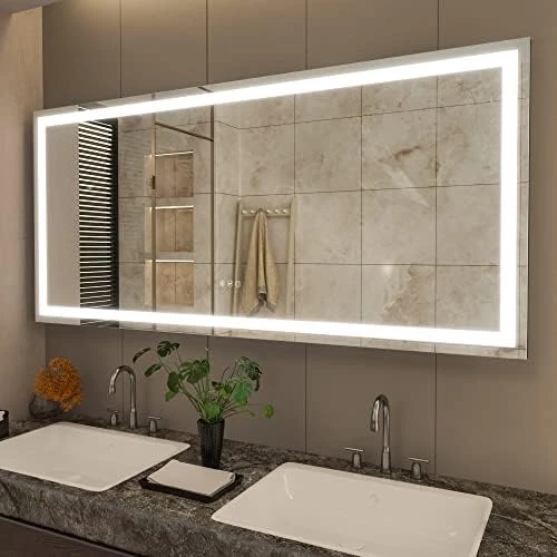 COZZIE Bathroom Vanity Mirror,60x28 Inch Lighted Vanity Mirror,3-Color 3000-6000k Dimmable Anti-Fog CRI 90+ Bathroom Mirrors For Wall(White/Natural/Warm Lights) 8 COZZIE Bathroom Vanity Mirror,60x28 Inch Lighted Vanity Mirror,3-Color 3000-6000k Dimmable Anti-Fog CRI 90+ Bathroom Mirrors For Wall(White/Natural/Warm Lights) - Image 6