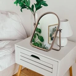 Geloo Vintage Table Desk Mirror-Bronze Metal Framed Standing Mirror 360 Degree Adjustable Swivel For Tabletop, Countertop, Bedroom,Bathroom,Living Room 11.8'' X 7.8'' -Moen Shop 41OBbkiDpqL