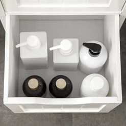 Kleankin Narrow Bathroom Cabinet With 3 Drawers And 2 Tier Shelf, Tall Cupboard Freestanding Linen Towel, Slim Corner Organizer, White -Moen Shop 41OUlahP3gL