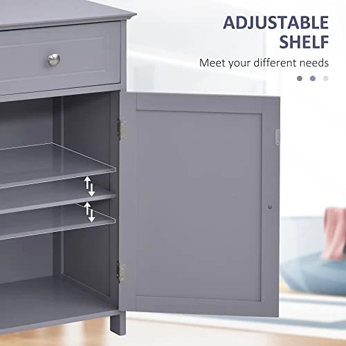 Kleankin Bathroom Cabinet With Drawer And Shelf, Toilet Vanity Cabinet For Toilet Paper, Towels Or Shampoo, Grey 7 Kleankin Bathroom Cabinet With Drawer And Shelf, Toilet Vanity Cabinet For Toilet Paper, Towels Or Shampoo, Grey - Image 5