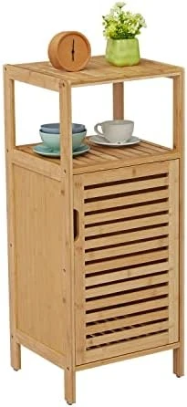 Kinfant Bamboo Bathroom Floor Cabinet Furniture - Free-Standing Storage Cabinet With Single Door And Shelf 9 Kinfant Bamboo Bathroom Floor Cabinet Furniture - Free-Standing Storage Cabinet With Single Door And Shelf - Image 7