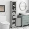 P PURLOVE Bathroom Storage Cabinet, Narrow Tall Slim Floor Cabinet With Drawers And 3 Tier Open Shelves, Tall Storage Cabinet With Door And Adjustable Shelf, For Bathroom, Living Room, Kitchen, Grey -Moen Shop 41OxTiG142L