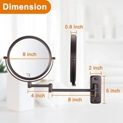 DECLUTTR Wall Mounted Makeup Mirror, 1X/7X Magnifying Mirror, 360° Swivel Double Sided Extendable Bathroom Mirror For Shaving, Bronze -Moen Shop 41P1eOUh85L