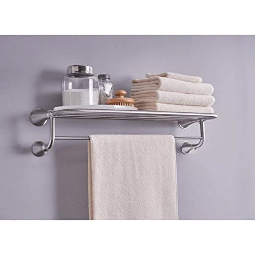 Moen Decorative 1-Tier Spot Resist Brushed Nickel Metal Bathroom Shelf 6 Moen Decorative 1-Tier Spot Resist Brushed Nickel Metal Bathroom Shelf - Image 4