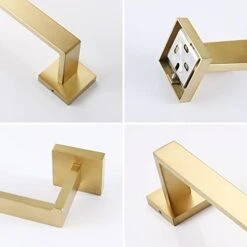 Brushed Gold Towel Bar,16-Inch Towel Bar For Bathroom Square Base SUS304 Stainless Steel Wall Mount Bath Towel Holder Bathroom Hardware Accessories -Moen Shop 41P71yDumKL