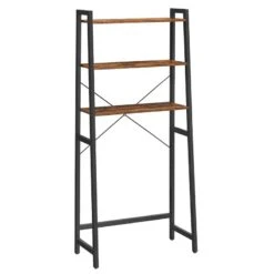 VASAGLE Over The Toilet Storage, 3-Tier Bathroom Storage Shelf, With Adjustable Bottom Stabilizer Bar, Space-Saving, Steel Frame, Industrial Style, Rustic Brown And Black UBTS005B01
