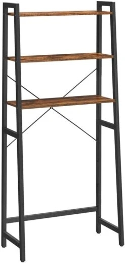 VASAGLE Over The Toilet Storage, 3-Tier Bathroom Storage Shelf, With Adjustable Bottom Stabilizer Bar, Space-Saving, Steel Frame, Industrial Style, Rustic Brown And Black UBTS005B01 -Moen Shop 41PTntsl7AL. AC