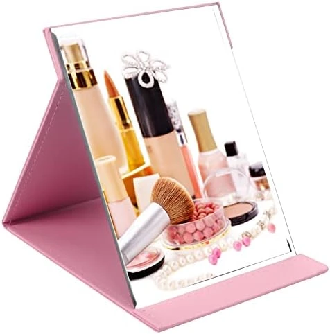ZBEIVAN 10x7 Inches Portable Folding Makeup Mirror With Cosmetic Desktop Standing For Travel, Vanity Table, Room Decor, Beauty Gifts, Black 9 ZBEIVAN 10x7 Inches Portable Folding Makeup Mirror With Cosmetic Desktop Standing For Travel, Vanity Table, Room Decor, Beauty Gifts, Black - Image 7