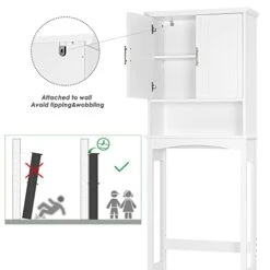 Spirich Over The Toilet Storage Cabinet, Bathroom Shelf Over Toilet, Bathroom Organizer Space Saver, White -Moen Shop 41Ponphi6qL