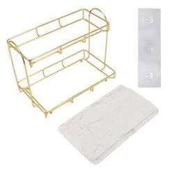 Zerodis Bathroom Storage Shelf, Gold White 2 Tier Space Saver Multifunctional Over The Toilet Storage For Bathroom Counter (L) -Moen Shop 41Ps1OuBaxL
