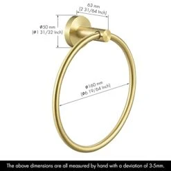 KES Brushed Gold Towel Ring Bathroom Hand Towel Holder Round Wall Mount SUS 304 Stainless Steel Brushed Gold Finish, A2180DG-BZ -Moen Shop 41PthTccRGL