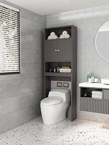 BOLGTO Bathroom Storage Cabinet Organizer, Bathroom Over Toilet Storage Cabinet With Adjustable Shelf & Anti-Dumping Device,25x7.9x77 Inch, Gray 3 BOLGTO Bathroom Storage Cabinet Organizer, Bathroom Over Toilet Storage Cabinet With Adjustable Shelf & Anti-Dumping Device,25x7.9x77 Inch, Gray