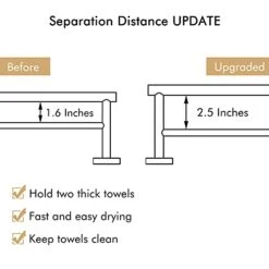 KES 23.6-Inch Double Towel Bar Bathroom Shower Dual Towel Holder Hanger SUS 304 Stainless Steel Wall Mounted Matt Black, A2001S60-BK -Moen Shop 41QRqf6JxpL