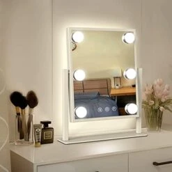 WEILY Hollywood Vanity Mirror With Lights,Large Lighted Makeup Mirror With 3 Color Light & 12 Dimmable Led Bulbs,Smart Lighted Touch Control Screen & 360 Degree Rotation(White) -Moen Shop 41QoUrFgh4L. AC
