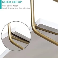 BOLUO Gold Wall Shelf - Bathroom Shelves Modern Decor Living Room Bedroom Kitchen Adjustable 24 Inch Long, White And Gold -Moen Shop 41RYxJ3ArML