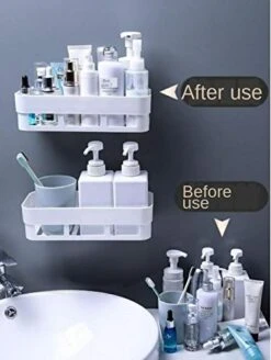 MOHAK Self-Adhesive Plastic Bathroom Corner Rack Storage Shelves Soap Box Stand - White (Combo Bathroom Shelve 1Pcs+ Soap Stand 1Pcs) 13 MOHAK Self-Adhesive Plastic Bathroom Corner Rack Storage Shelves Soap Box Stand - White (Combo Bathroom Shelve 1Pcs+ Soap Stand 1Pcs) -Moen Shop 41Rc3cbY4vL