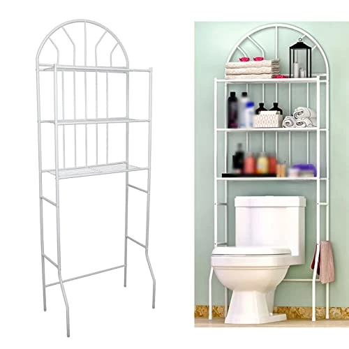 QUEMARQUE 3-Tier Over The Toilet Storage Rack Shelves Bathroom Frame Shelf Organizer Stand For Home Bathroom, White 5 QUEMARQUE 3-Tier Over The Toilet Storage Rack Shelves Bathroom Frame Shelf Organizer Stand For Home Bathroom, White - Image 3